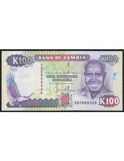 ZAMBIE 100 KWACHA non daté (1991) SERIE AD NEUF W34