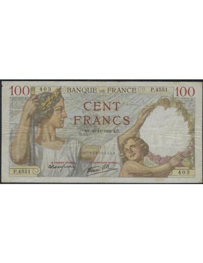 FRANCE 100 FRANCS SULLY 30-11-1939 P.4551 TTB