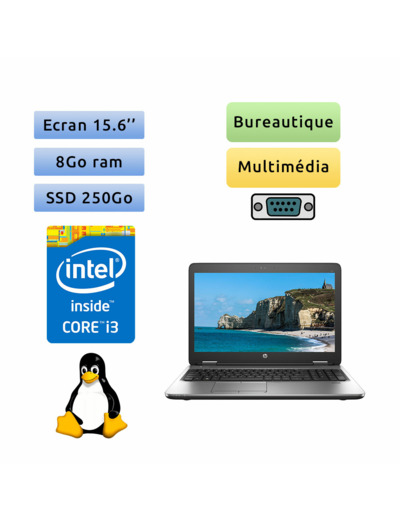 HP ProBook 650 G2 - Linux - i3 8Go 250Go SSD - 15.6 - Webcam - Ordinateur Portable PC - bureautique