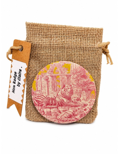 Badge tissu toile de jouy motif Indien
