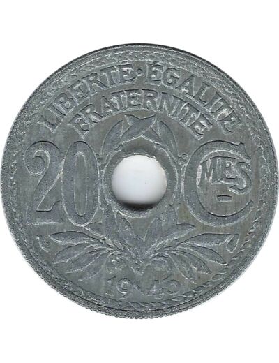 FRANCE 20 CENTIMES LINDAUER 1945 TB+ N2