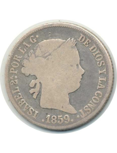 ESPAGNE 2 REALES 1859 Madrid (étoiles 6 pointes) ISABEL II TB (W606.2)