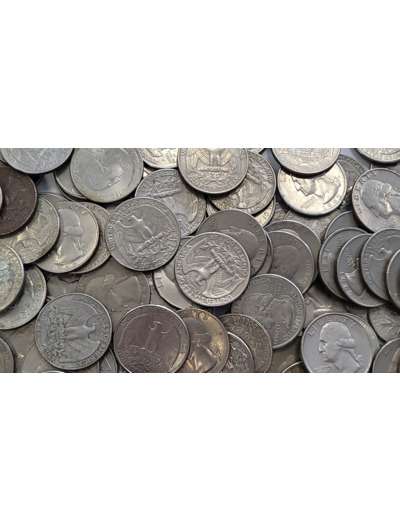 Lot 100 pièces quarter U.S.A. 1965-2000 + 4 quarter argent