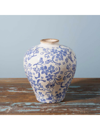 Petite jarre bleue Bucolique grès bleu foncé 23x20cm