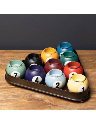 Set 10 Lumignons Snooker base triangle Métal 8x31x29cm