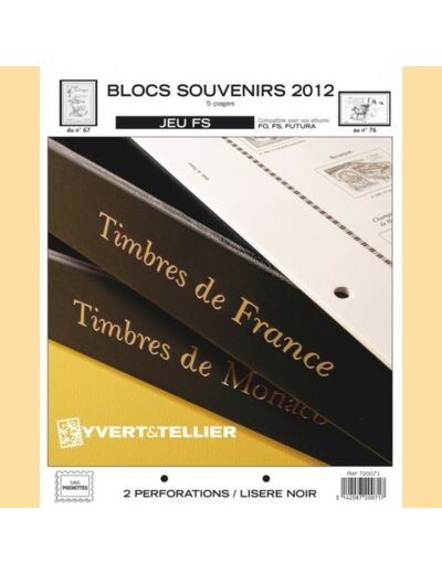 FEUILLE COMPLEMENTAIRE BLOCS SOUVENIRS 2012 FS (SANS POCHETTE) YVERT ET TELLIER