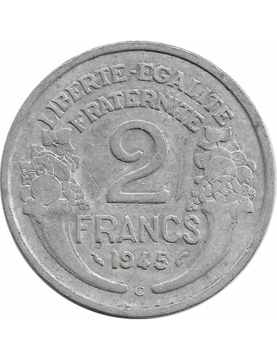 FRANCE 2 FRANCS MORLON ALU 1945 C TB