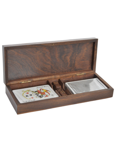 Coffret de 3 Jeux en Bois de Shesham et Laiton - Divertissement.