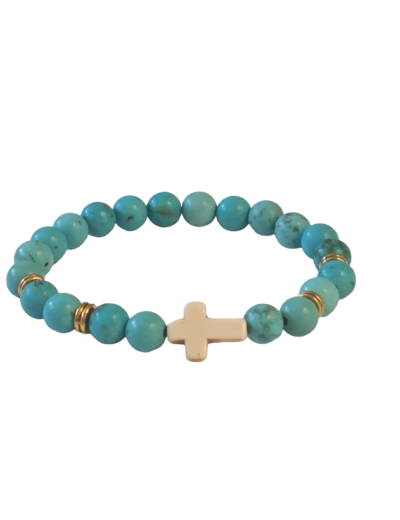 BRACELET élastique 8mm en pierre véritable- Turquoise