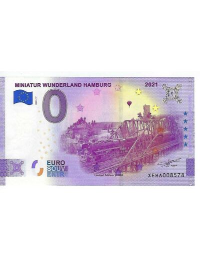 ALLEMAGNE 2021-17 MINIATUR WUNDERLAND HAMBURG (ANNIVERSAIRE) BILLET 0 EURO