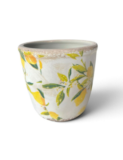 Pot de fleurs Lemon jaune céramique 13x13x12cm