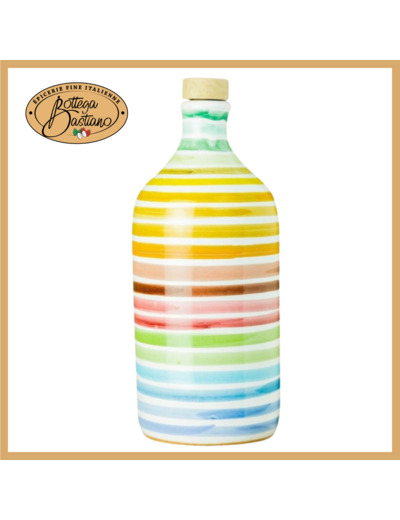 Huile d'olive flacon céramique arc-en-ciel 50cl