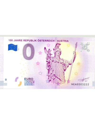 AUTRICHE 2018-1 100 JAHRE REPUBLIK OSTERREICH-AUSTRIA BILLET SOUVENIR 0 EURO