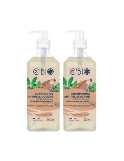 Lot de 2 Shampooing antipelliculaire Cade Sauge Rhassoul 2 x 500ml