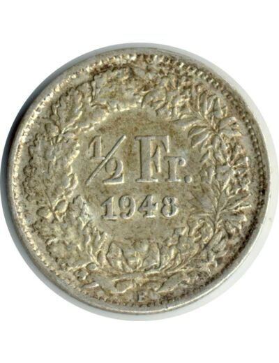 SUISSE 1/2 FRANC 1948 B TTB N1