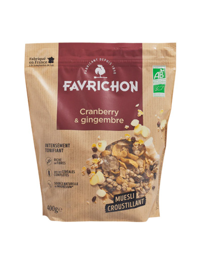 Muesli Croustillant Bio Cranberry et gingembre-400g-Favrichon