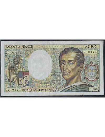 FRANCE 200 FRANCS MONTESQUIEU 1988 SERIE D.060 TTB