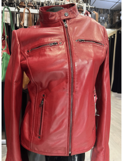 GEN1924 Blouson femme cuir rouge