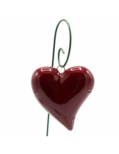 Coeur rouge suspendu en céramique 6 cm - B033
