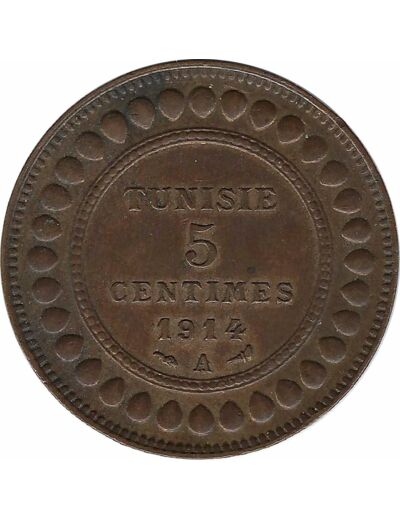 TUNISIE 5 CENTIMES 1914 A TTB+