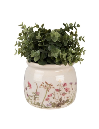 Pot de fleurs rond céramique rose beige 16x16x13cm