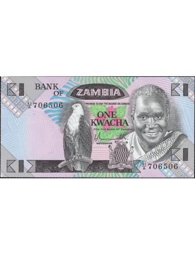 ZAMBIE 1 KWACHA 1986 SERIE 61A NEUF W23b