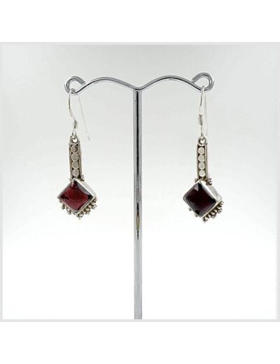 Boucles d'oreilles Grenat et Argent Massif