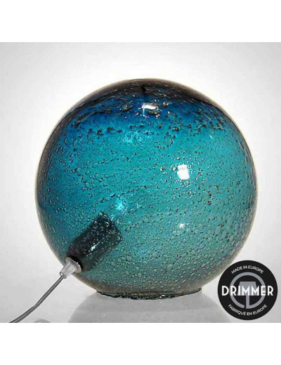 Lampe Volcanique boule bleu verre 30x30x30cm