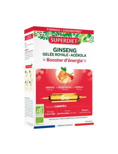 Ginseng Gelée Royale Acérola Bio 20 ampoules de 10ml