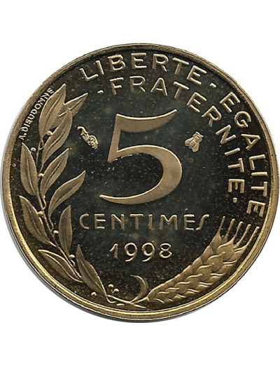 FRANCE 5 CENTIMES LAGRIFFOUL 1998 4 plis BE