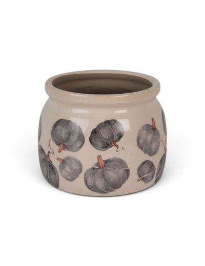 Pot de Fleurs céramique Citrouille gris 12x10cm