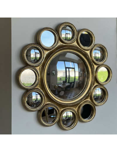 Miroir mural convexe doré 3x45x45cm