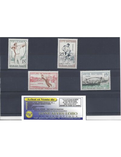 YVERT 1161 a 1164 JEUX TRADITIONNELS 1958 Serie 4 Timbres NEUF