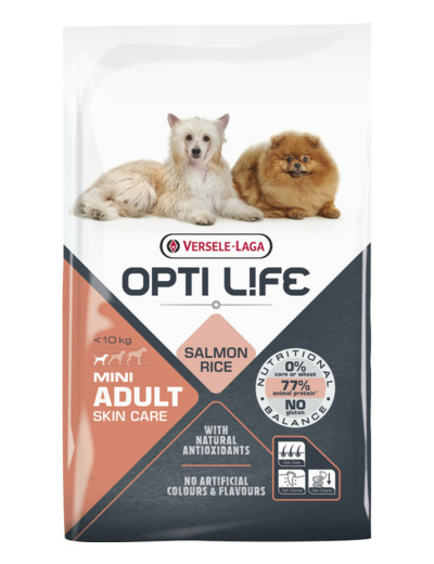 Croquettes OPTI LIFE Adult Skin care Mini au saumon & riz - 2 tailles