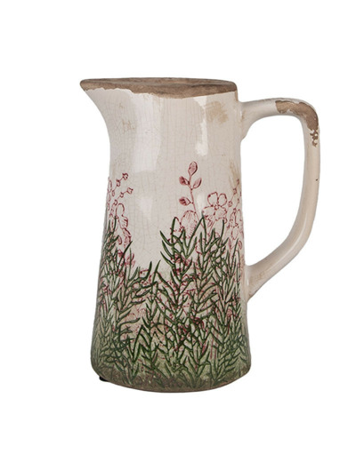 Pichet décoratif céramique baies feuillage 16x11x20cm