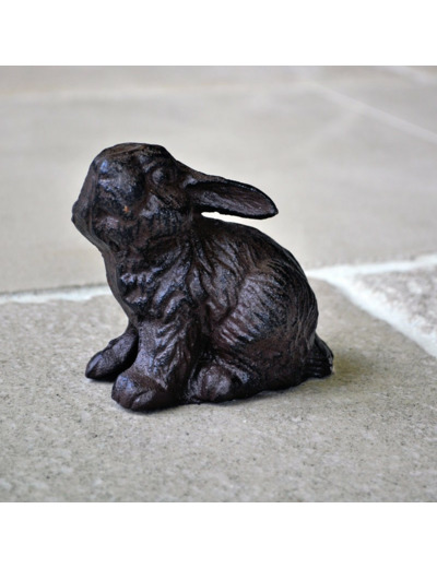Lapin décoratif en fonte marron 12x6x12cm