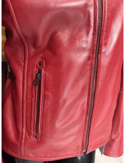 GEN1924 Blouson femme cuir rouge