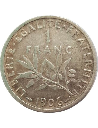 FRANCE 1 FRANC SEMEUSE 1906 TTB N2