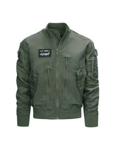 Blouson aviateur F-35 vert nylon | Veste militaire premium