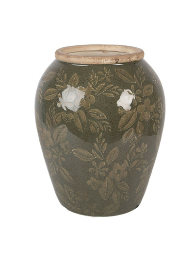 Vase céramique vert brun 16x16x20cm