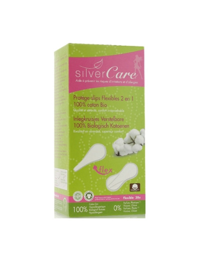 Protèges slips 100% coton bio flexible 2 en 1, boîte de 30