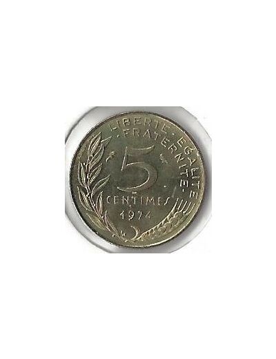 FRANCE 5 CENTIMES LAGRIFFOUL 1974 TTB+