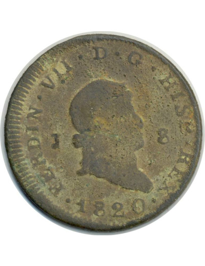 ESPAGNE 8 MARAVEDIS 1820 JA FERDINAND VII B (W491)