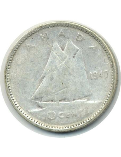 CANADA 10 CENT GEORGES VI 1947 TB+(W72)