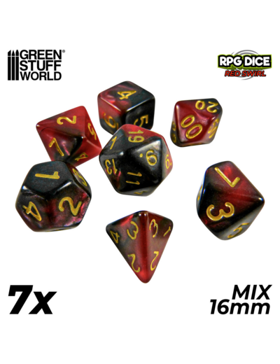 Accessoires Jeu - Dés - Dices - Mix x 7pcs Rouge Marbre