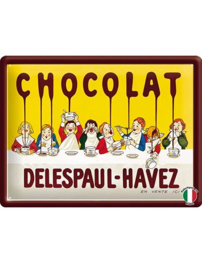 Plaque métal - Chocolat Delespaul-Havez - 30 x 40cm. Décoration vintage.