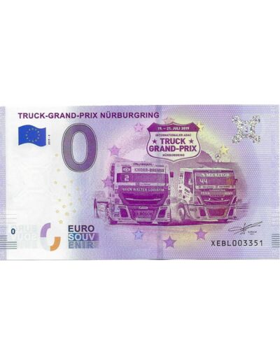 ALLEMAGNE 2019-3 TRUCK-GRAND PRIX BILLET SOUVENIR 0 EURO TOURISTIQUE  NEUF