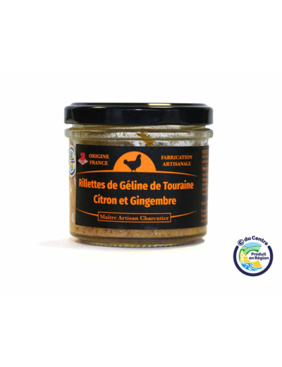 Rillettes de Géline de Touraine Citron et Gingembre 80 g