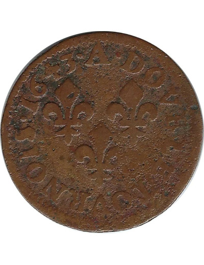 LOUIS XIII (1610-1643) DOUBLE TOURNOIS 1643 A (Paris) TB