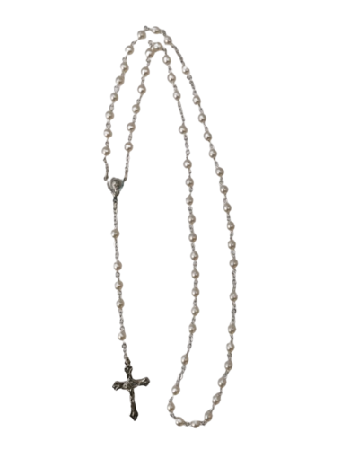 Chapelet avec Perles en Nacre sur Chaîne en Argent 925 - BLANC 6mm
